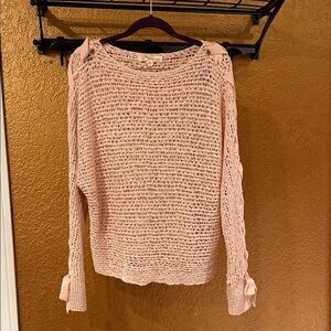 Rewind Light Pink Knit Sweater With Chunky Lace Up Sleeve Detail So CUTE! NWOT
